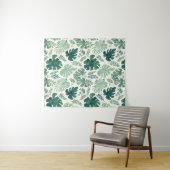 Monstera Mood – 熱帯リーフパターン生地テープ タペストリー (インサイチュ(横))