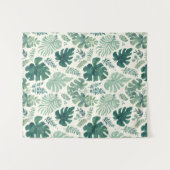 Monstera Mood – 熱帯リーフパターン生地テープ タペストリー (正面(横))