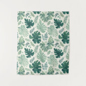 Monstera Mood – 熱帯リーフパターン生地テープ タペストリー (正面)