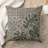 Monstera Moss Green Premium Throw Pillow クッション (ブランケット)