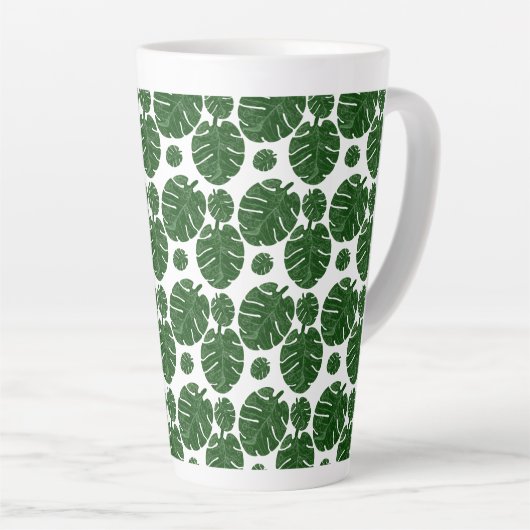 Monstera pattern  カフェラテマグ (右アングル)