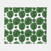 Monstera pattern  フリースブランケット (正面(横))