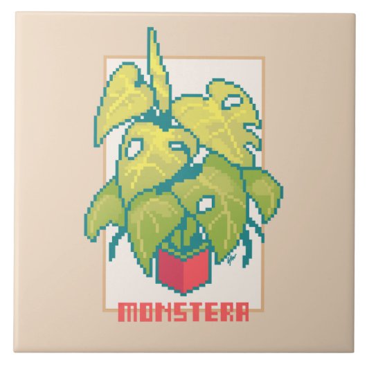 Monstera Pixelart  タイル (正面)