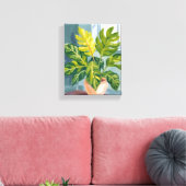 Monstera Plant | Green Botanical Watercolor キャンバスプリント (インサイチュ (リビング))