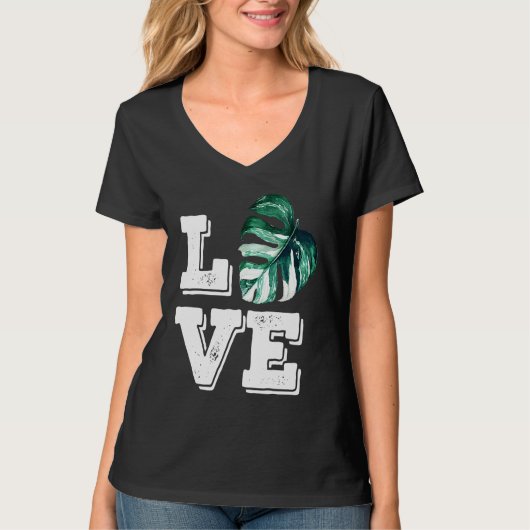 Monstera Plant Love Women's Botanical House Plant Tシャツ (正面)