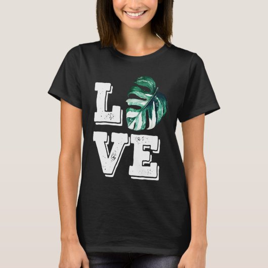 Monstera Plant Love Women's Botanical House Plant Tシャツ (正面)