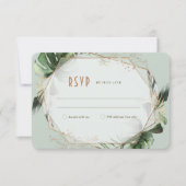 Monstera RSVPの結婚Insert Green & Invitati 招待状 (正面)