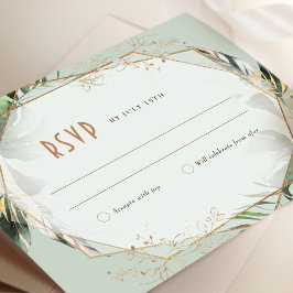 Monstera RSVPの結婚Insert Green & Invitati 招待状