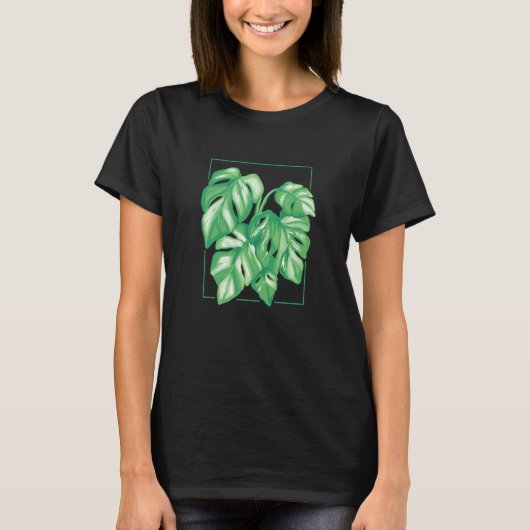 Monstera Variegata House Plant Ear Tropical Leaf Tシャツ (正面)