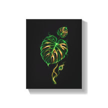 Monstera Vert et Or – Plante en Fumée, Déco murale