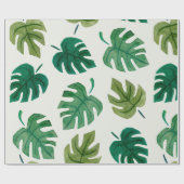 Monstera Water Colorテクスチャ手描きシームレスgr ラッピングペーパー (フラット)