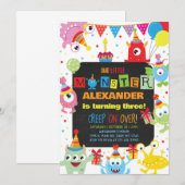 Monsters boy birthday invitation, any age. 招待状 (正面/裏面)