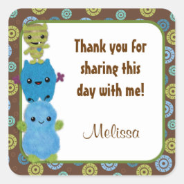 MONSTERS Peek a Boo Baby Shower squareステッカーPAB スクエアシール