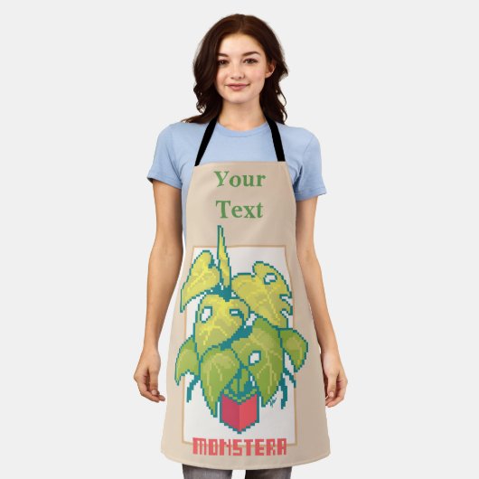 Monsters, pixel art エプロン (着用した状態)