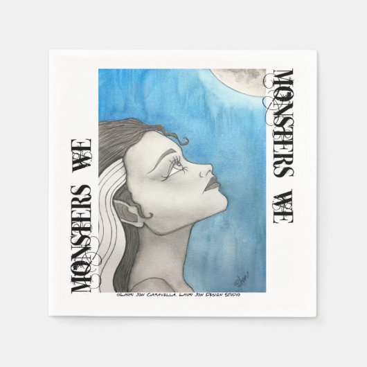 Monsters We Cocktail Napkins - Halloween -Paper スタンダードカクテルナプキン (正面)