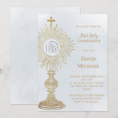 monstrance design First Holy Communion 招待状 (正面/裏面)