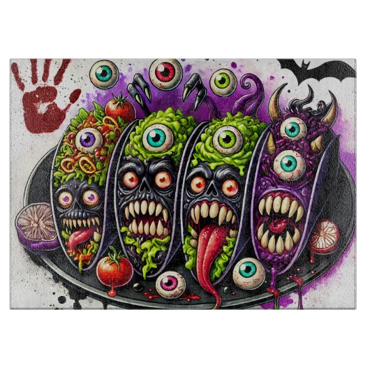 Monstrous Halloween Kitchen Art カッティングボード (正面)