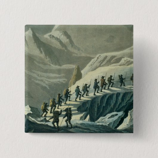 Mont BのSummmitへの氏のDe Saussure上昇 缶バッジ (正面)