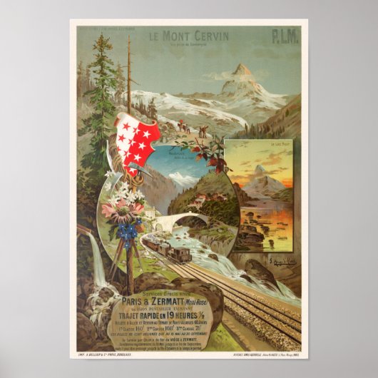 Mont Cervin Matterhorn Vintageポスター1895 ポスター (正面)