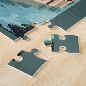 Mont-Saint-Michel France Illustration Travel Art ジグソーパズル (側面)