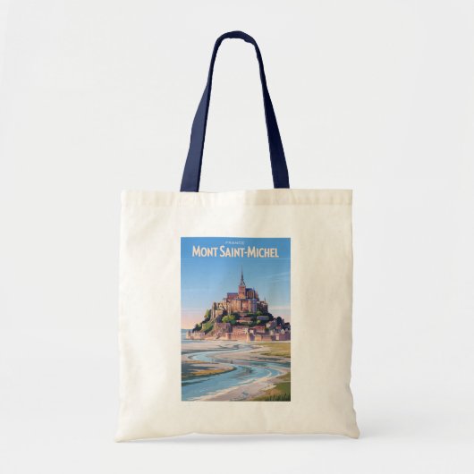 Mont Saint Michel Illustration Travel Art Vintage トートバッグ (正面)