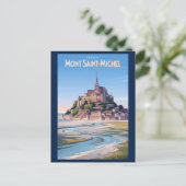 Mont Saint Michel Illustration Travel Art Vintage ポストカード (スタンド正面)