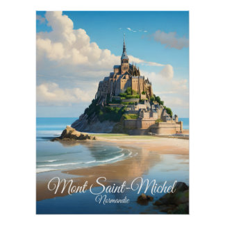 Mont Saint Michel Normandy France Travel Poster ポスター