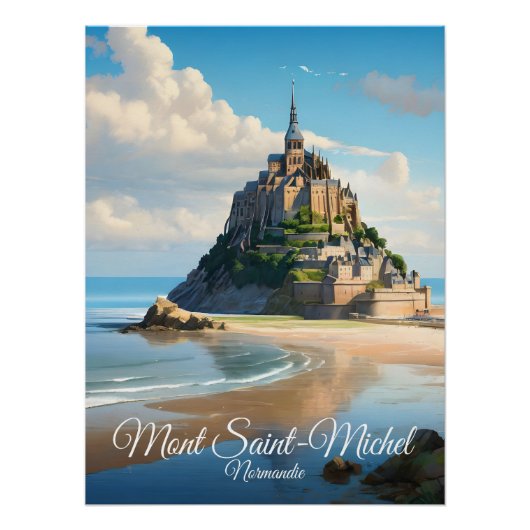 Mont Saint Michel Normandy France Travel Poster ポスター (正面)
