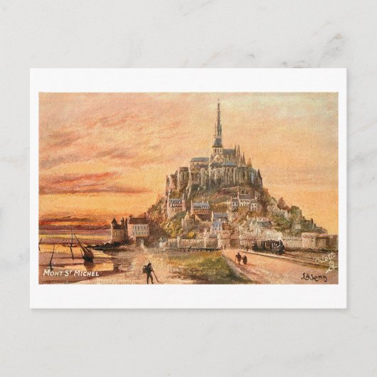 Mont Saint-Michel Vintage Postcard ポストカード (正面)