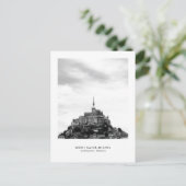 Mont SaintMichelフランスモノクロ旅行郵便はがき シーズンポストカード (スタンド正面)