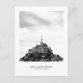 Mont SaintMichelフランスモノクロ旅行郵便はがき シーズンポストカード (正面)