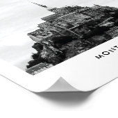 Mont SaintMichel France黒白の旅行写真 ポスター (角)