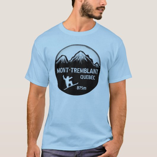 Mont Tremblantケベックの青いスノーボードの芸術の人のティー Tシャツ (正面)