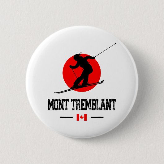 Mont Tremblant Québec Canada Ski Resort Skiing Sou 缶バッジ (正面)