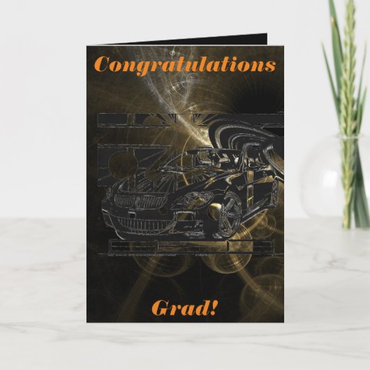 Montage Inkスケッチ-中心にスポーツカーを搭載。 カード (正面)