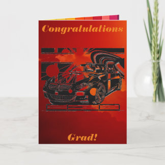 montage inkスケッチ-中心にスポーツカーを搭載。 カード