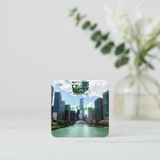 montage inkスケッチ-中心にスポーツカーを搭載。 スクエア名刺 (スタンド正面)