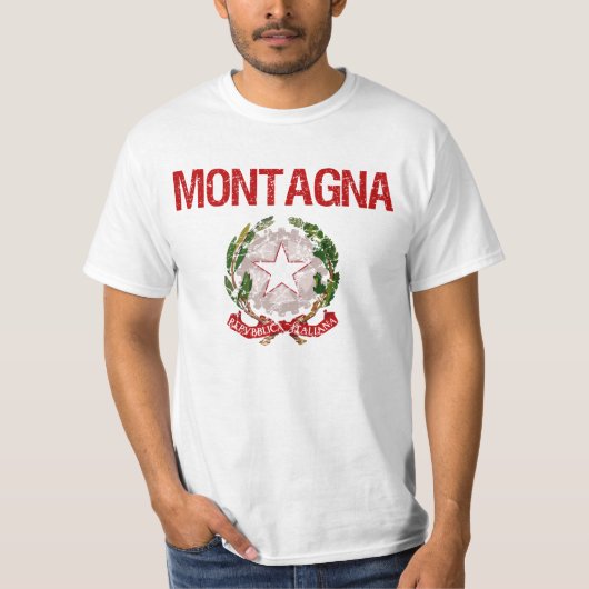 Montagnaのイタリア人の姓 Tシャツ (正面)