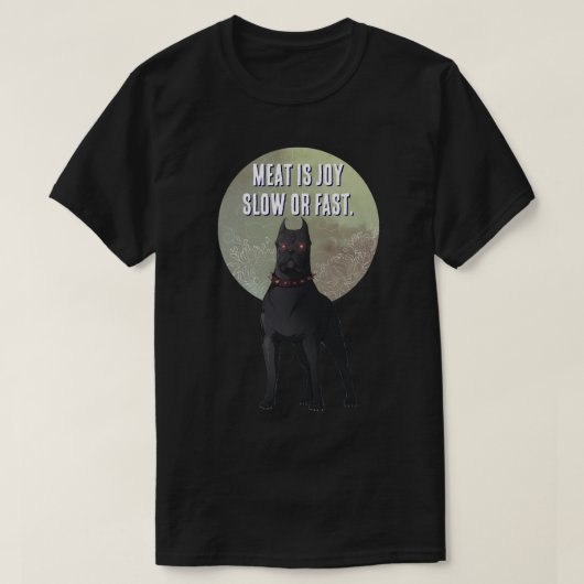 Montague & Strong - 肉は喜び Tシャツ (デザイン正面)