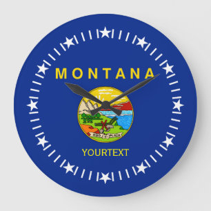 Montanaパーソナライズされたの状態フラグデザイン ラージ壁時計