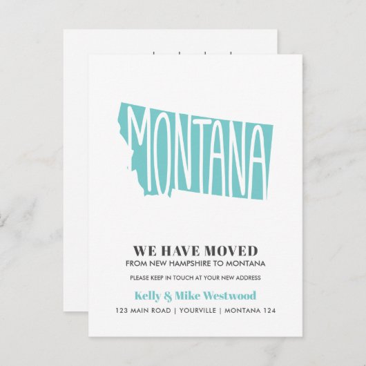 MONTANA新しいアドレスを移動しました新しいホーム ポストカード (正面/裏面)