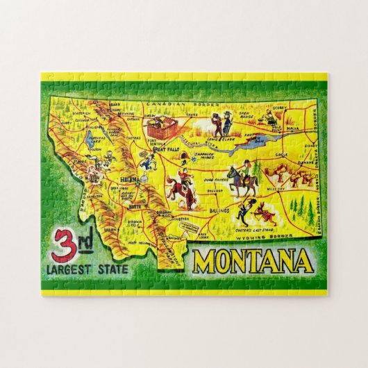 Montana 11x14  Illustrated Map Puzzle ジグソーパズル (横)
