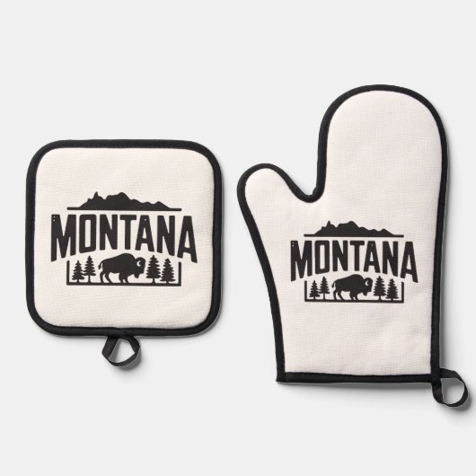 Montana bison oven mitt and pot holder 鍋つかみ&鍋敷きセット (正面)