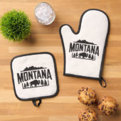 Montana bison oven mitt and pot holder 鍋つかみ&鍋敷きセット (トップダウン)