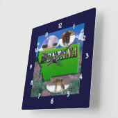 Montana Map、写真文字、サイト時計 スクエア壁時計 (傾斜)