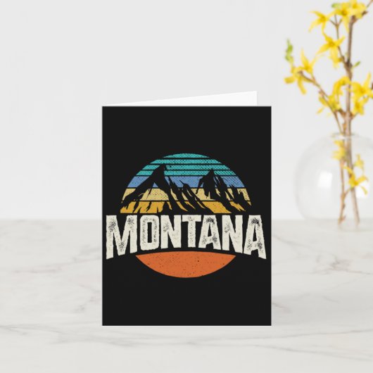 Montana Mountains Retro Design Hiking Mt  カード (黄色い花)