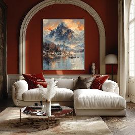 Montaña Nevada: Impresionista y Realista ポスター