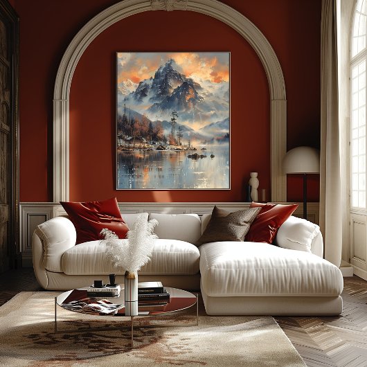 Montaña Nevada: Impresionista y Realista ポスター