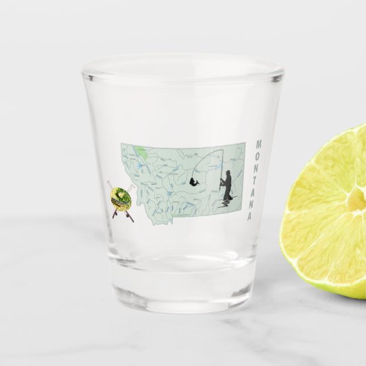 Montana River Fishing Map ショットグラス (正面)