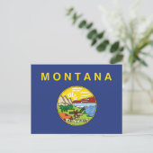 Montana State Flag Big Sky Country Oro Y Plata ポストカード (スタンド正面)